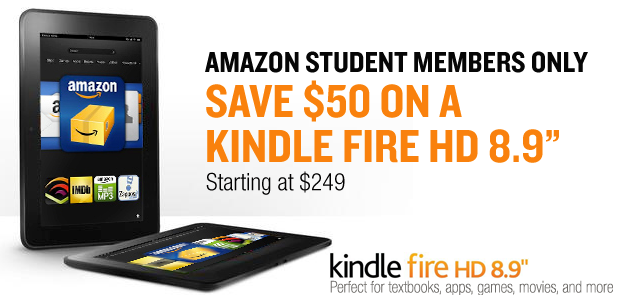 Amazon offering students $50 off a Kindle Fire HD 8.9 all month long