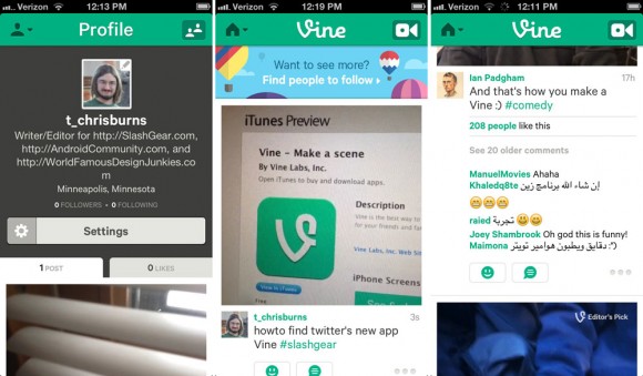 Vine upgraded with mentions and front-facing camera support