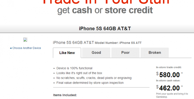 iPhone 5S shows up on Gamestop’s website with trade-in pricing