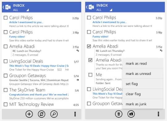 Outlook.com Android app update brings full downloads and server-side search