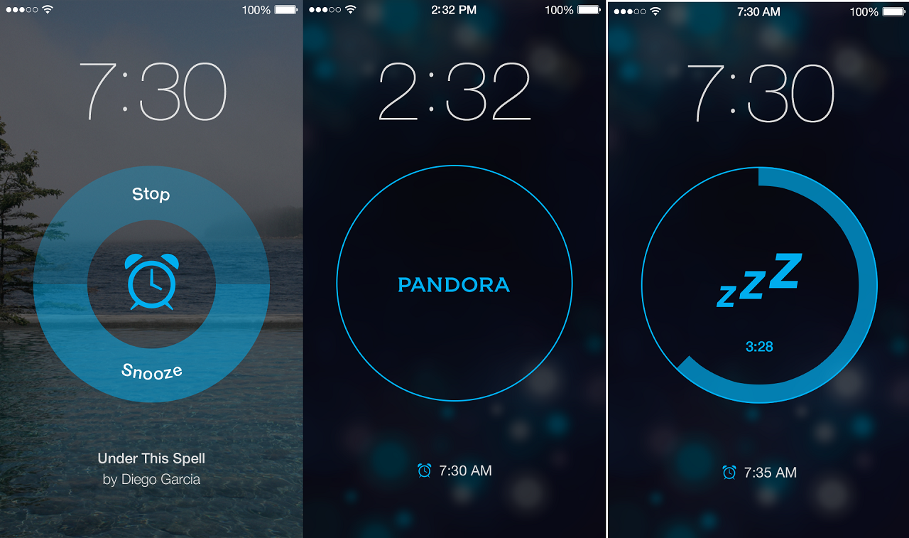 Pandora Alarm Clock for iOS wakes you up with a station, offers snooze