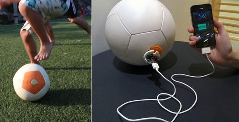 Soccket ball uses gyroscopic mechanism to generate power from soccer play
