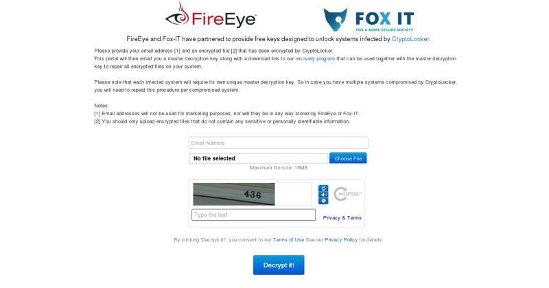 Fox-IT, FireEye DecryptCryptoLocker saves ransomware victims