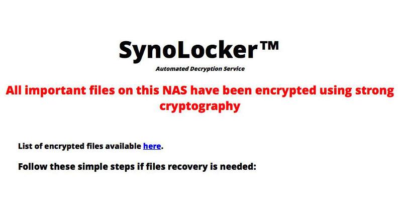Synology gets infected with SynoLcker ransomware strain