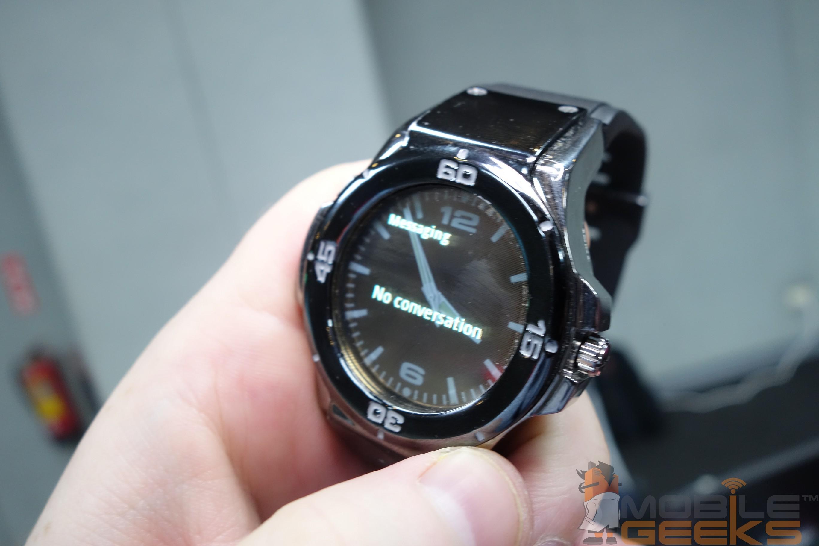 analog watch with digital display on glass