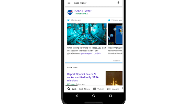 Google’s mobile search results now show real-time tweets