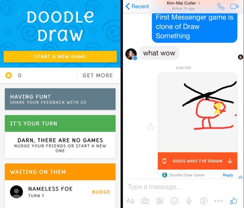 Facebook Messenger's first game is called Draw -