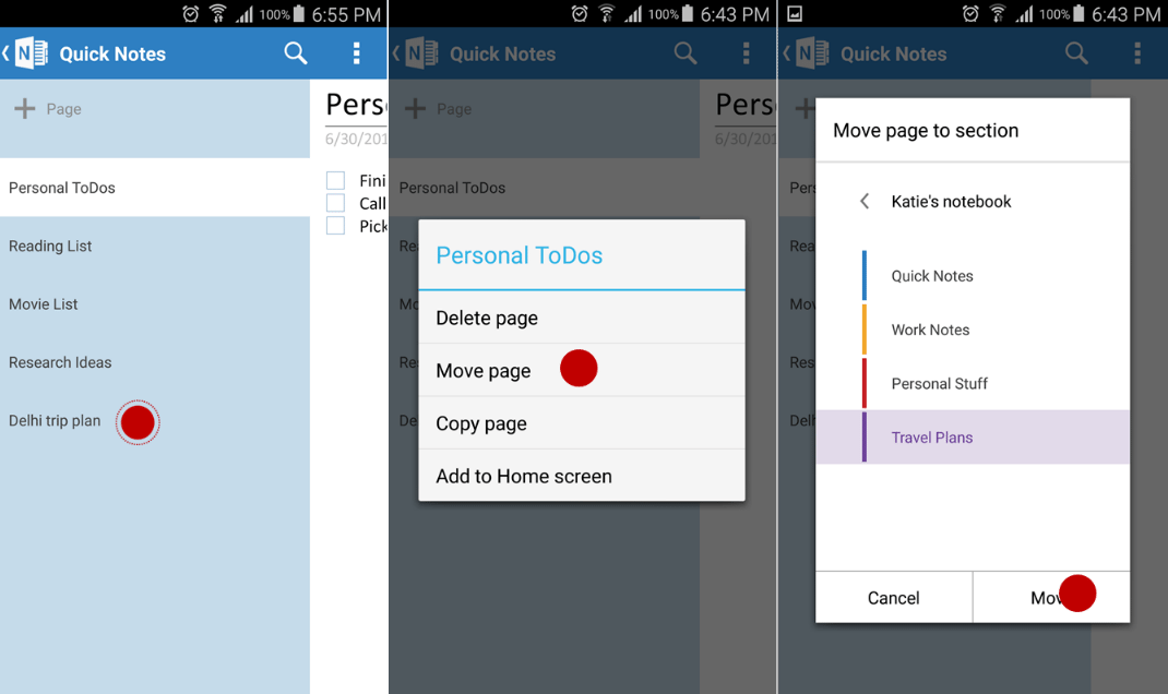 one note on android