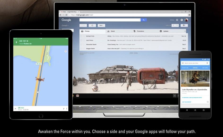 Google Star Wars promo turns your account to the Light or Dark Side
