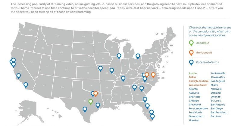 AT&T to bring its Fiber-enriched GigaPower to 38 more cities