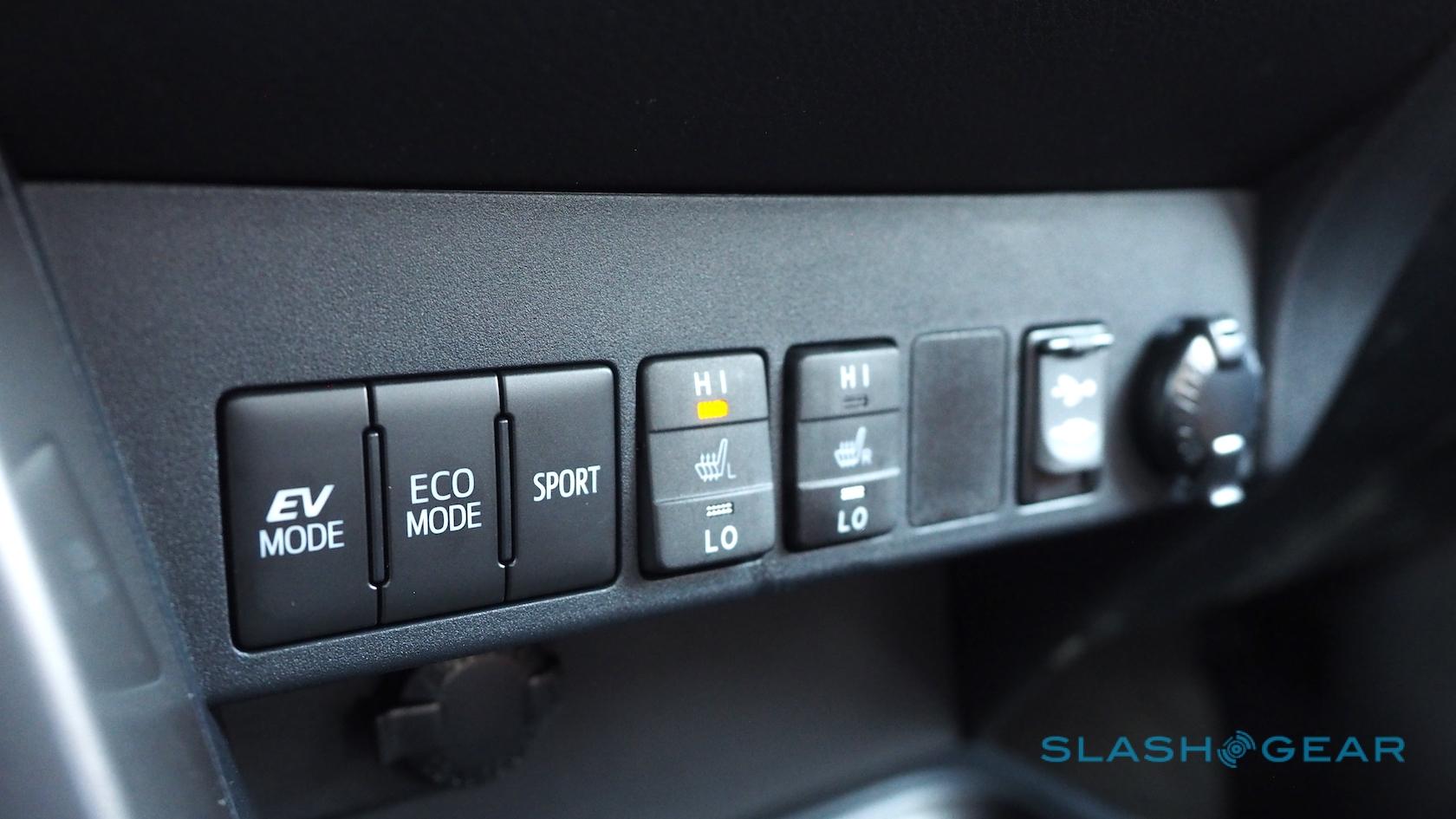 2016 Toyota Rav4 Hybrid Review Slashgear The Bank Of Ons And Toggle Switches For Things Like Ev Mode Heated Seats Are Lower Down Than I D Prefer It Ll Take Some Getting Used To Before