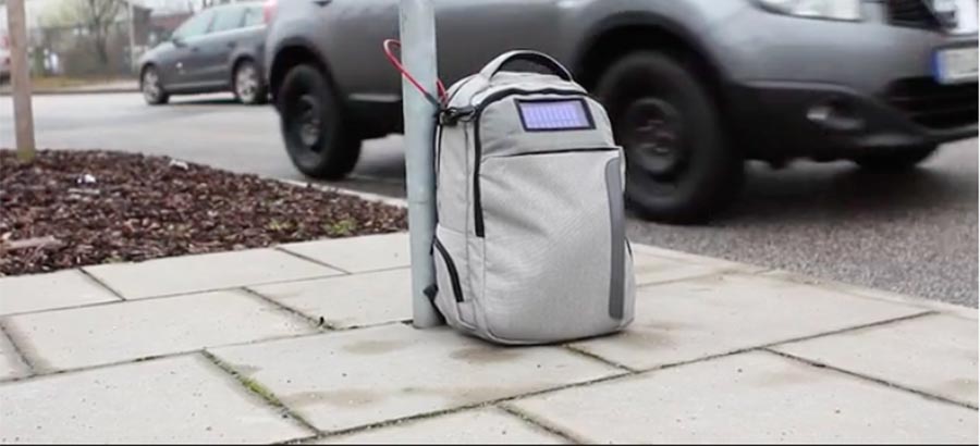 Lifepack gear bag has built-in locking cable, solar charger