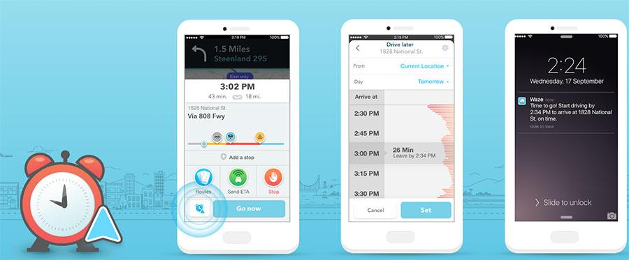 Waze Planned Drives tell you how to get there and when to leave