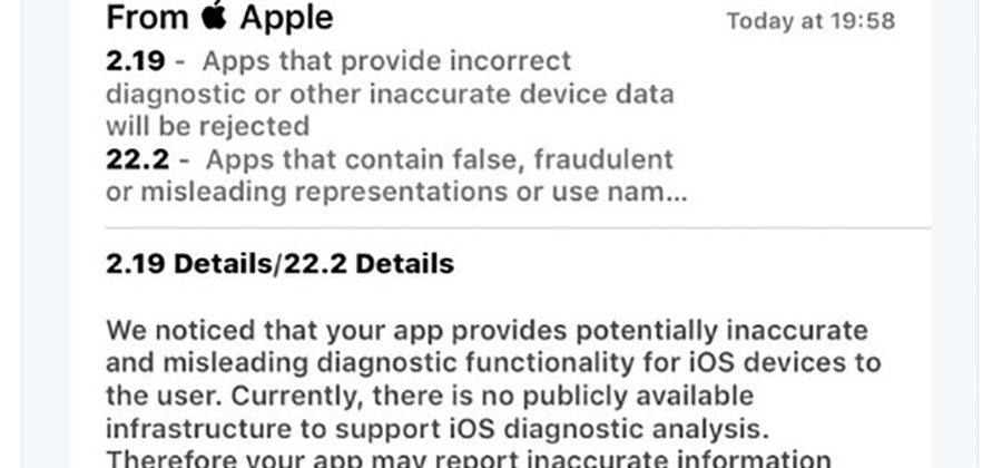 System and Security Info app banned by Apple