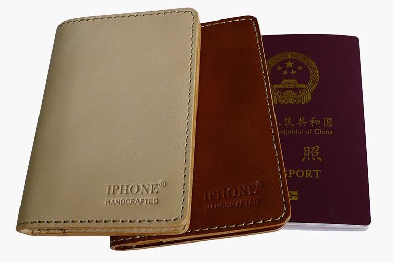 "IPHONE" leather passport case