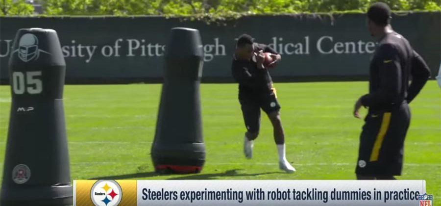 Pittsburgh Steelers test robot tackling dummies