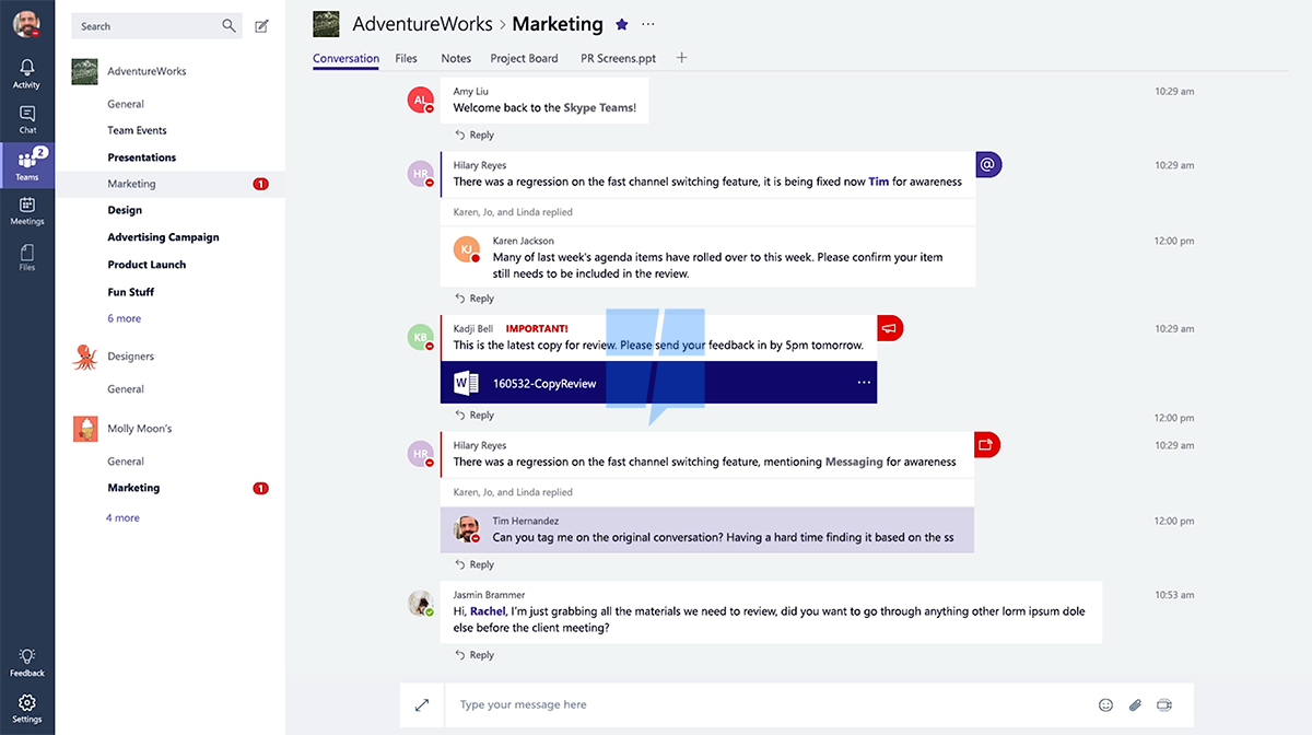 skype teams screen