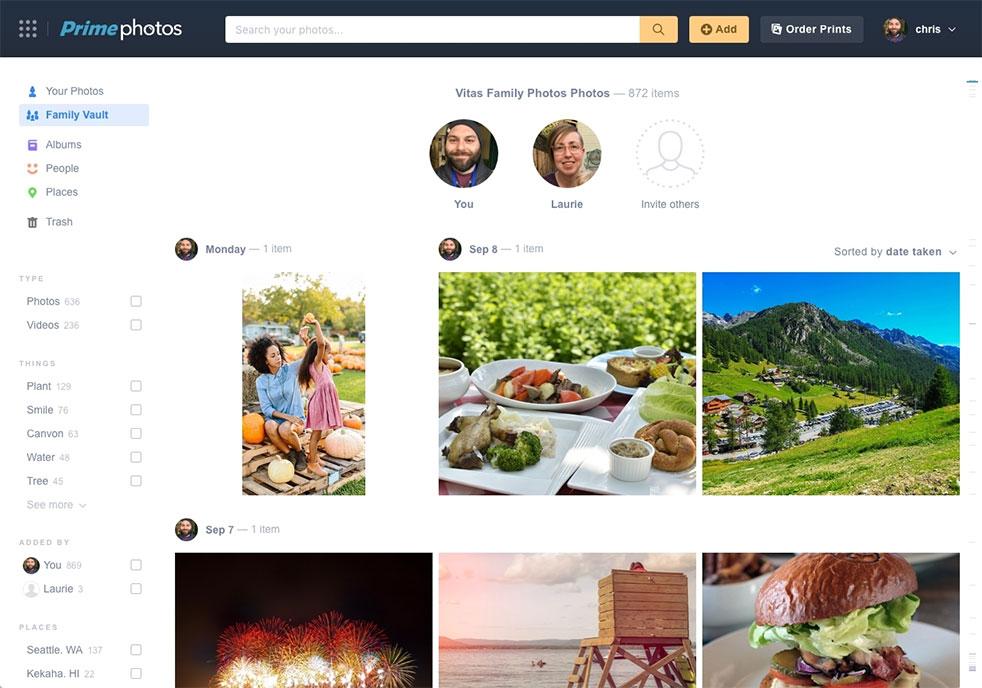 Amazon Prime Photos Family Vault lets you share with up to five people