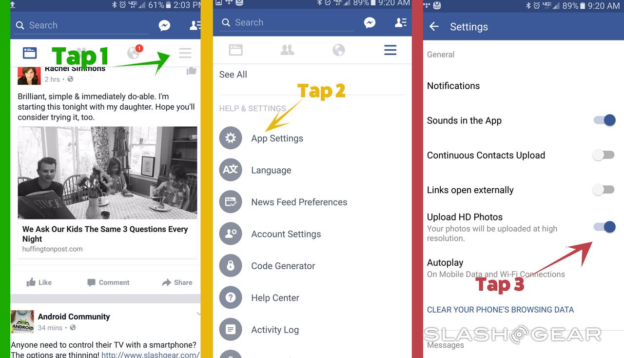 How To Turn On The Facebook App S Hd Photos And Video Switch Slashgear