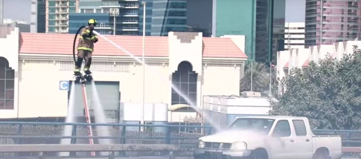 Dubai firefighters demonstrate jetpack fire extinguishers SlashGear