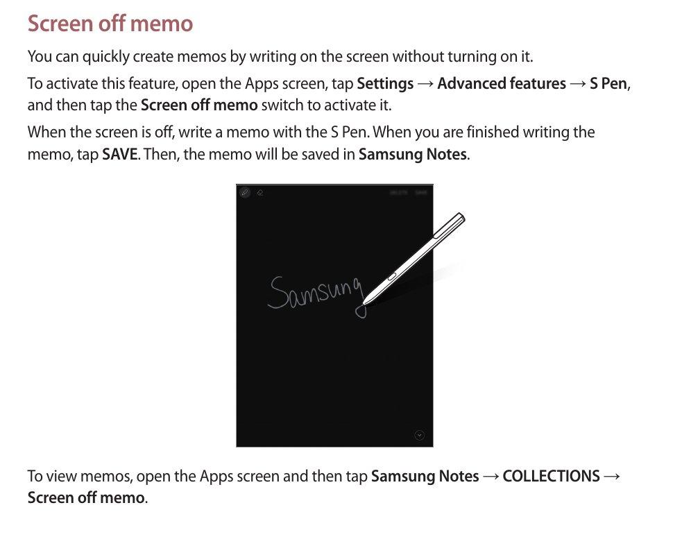 galaxy note 7 screen off memo