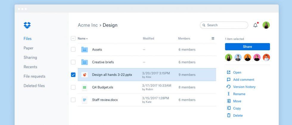 Dropbox’s new online interface is faster and easier to use