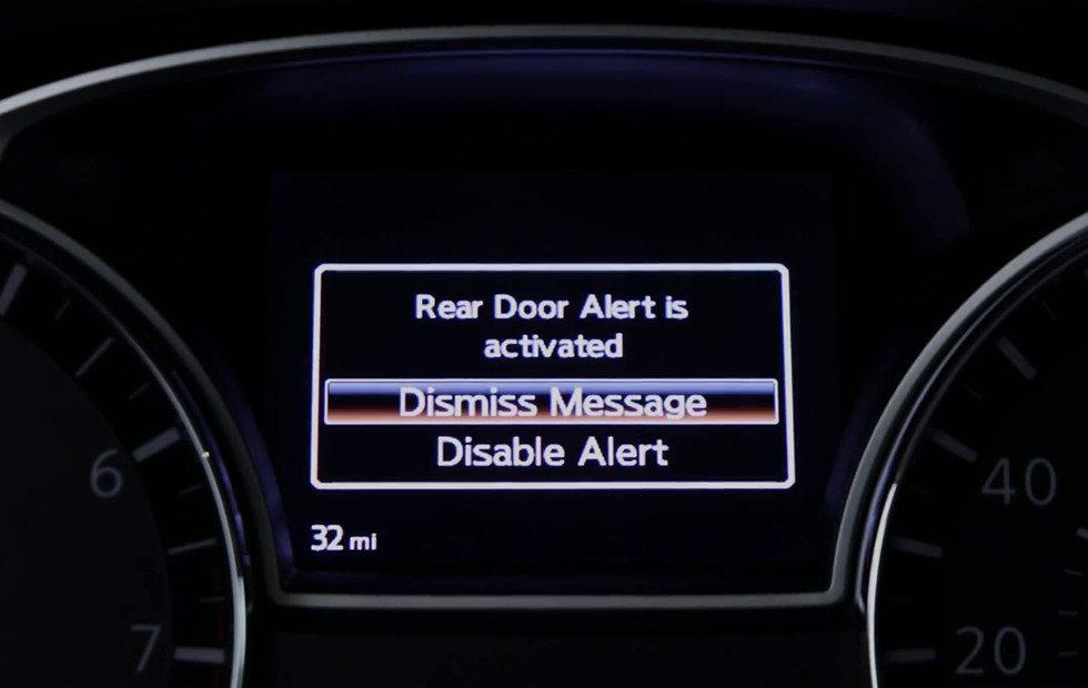 Nissan Rear Door Alert reminds you of the ice you left behind