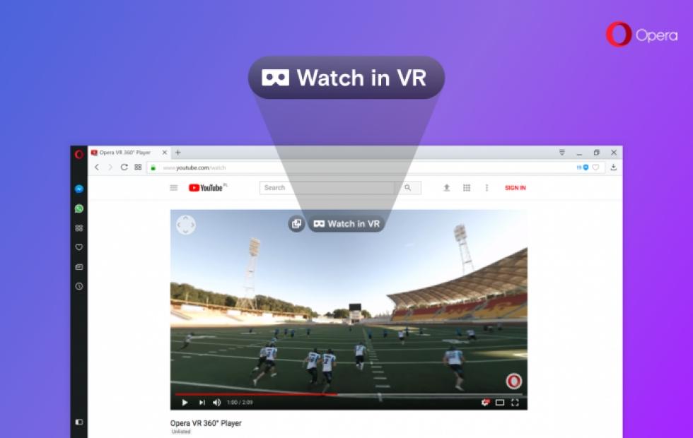 Opera web browser to soon have built-in 360 VR video player