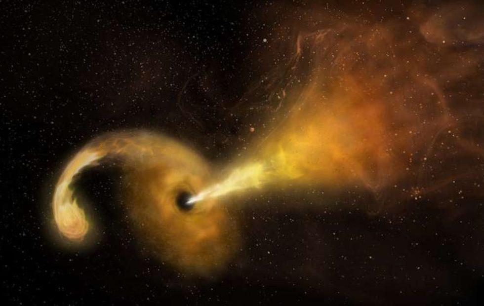 Black hole spied ripping apart, then spewing, star that got too close