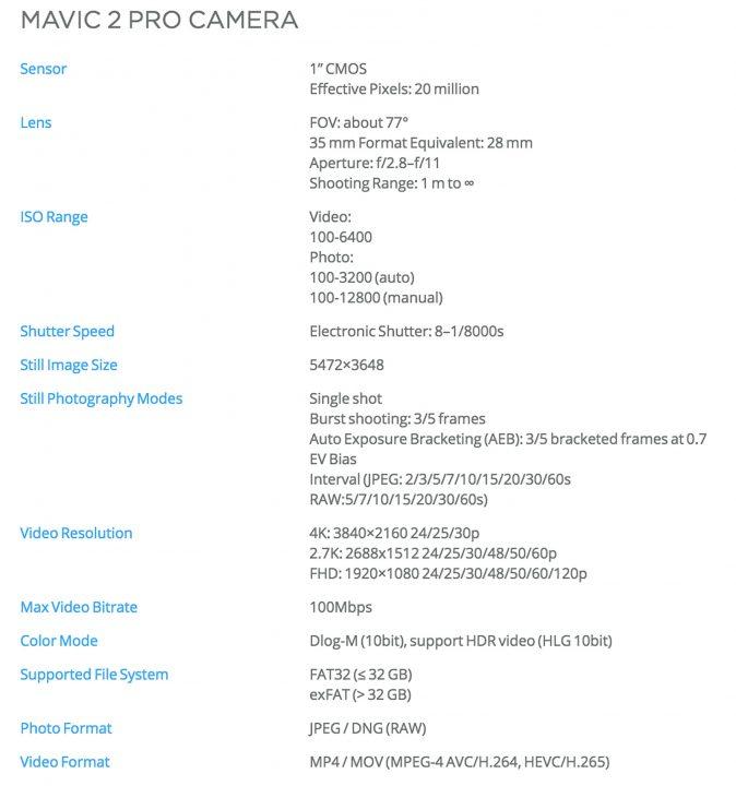 dji mavic pro 2 video specs