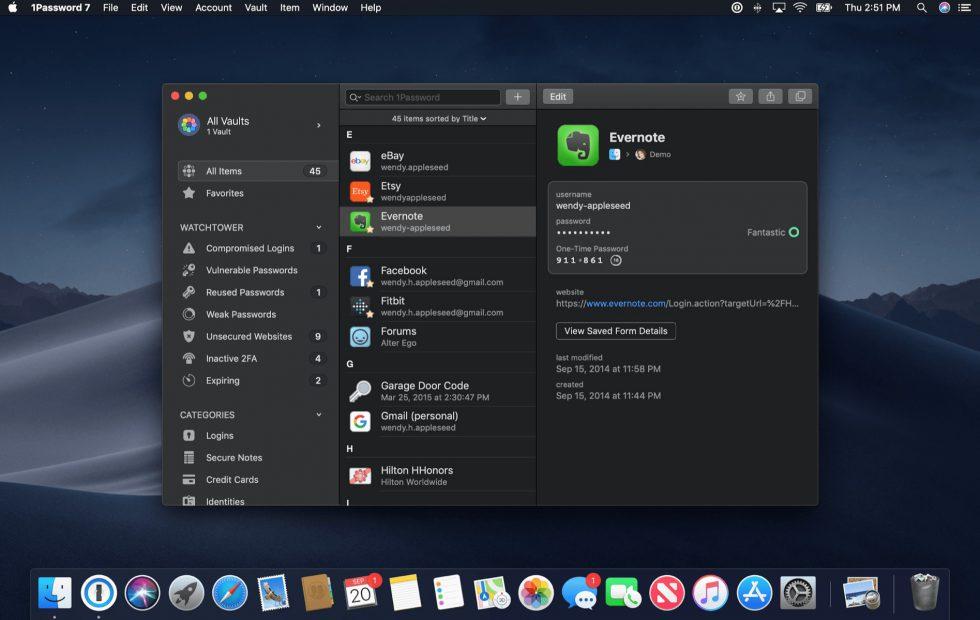 1Password adds macOS Mojave dark mode but loses a key feature