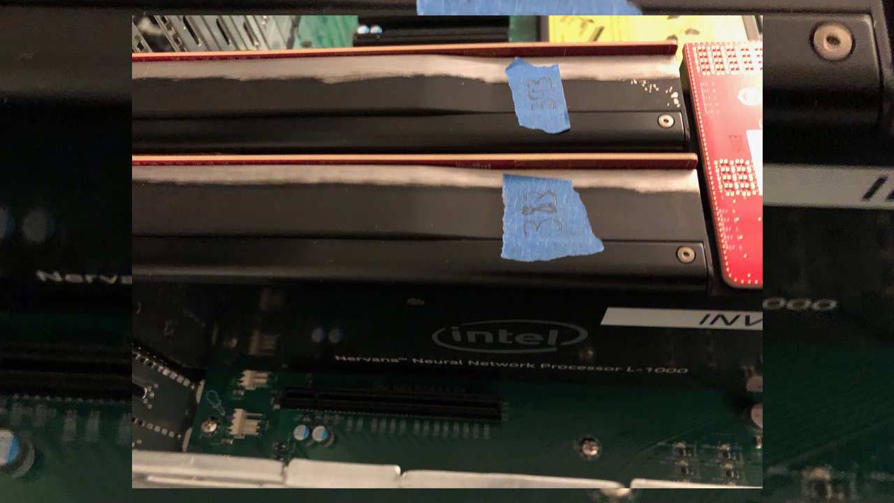Intel Nervana Spring Crest NNP cards photographed in early state