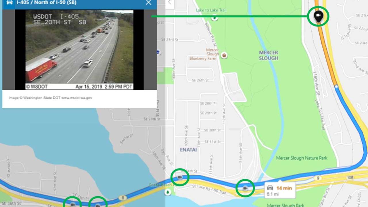 Bing Maps gives traffic camera footage on the map