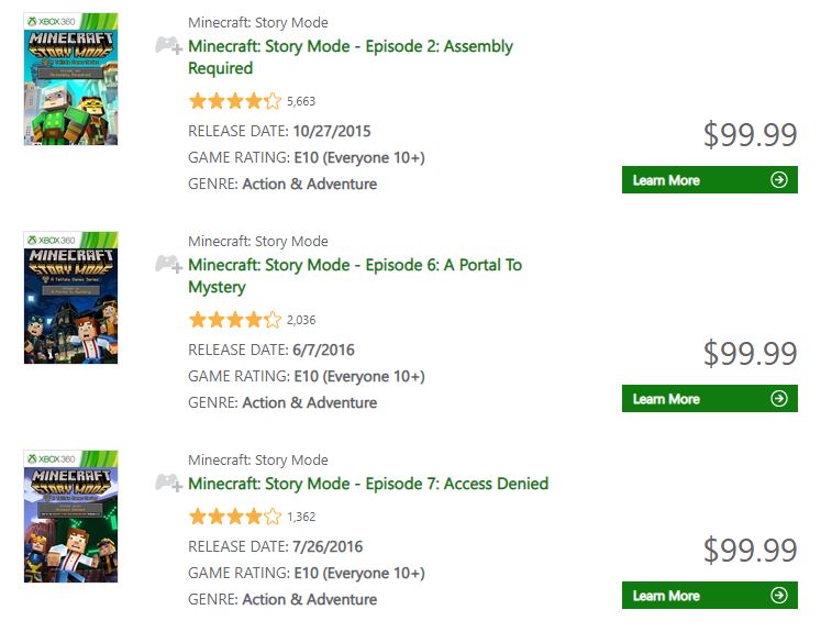 minecraft for xbox 360 price