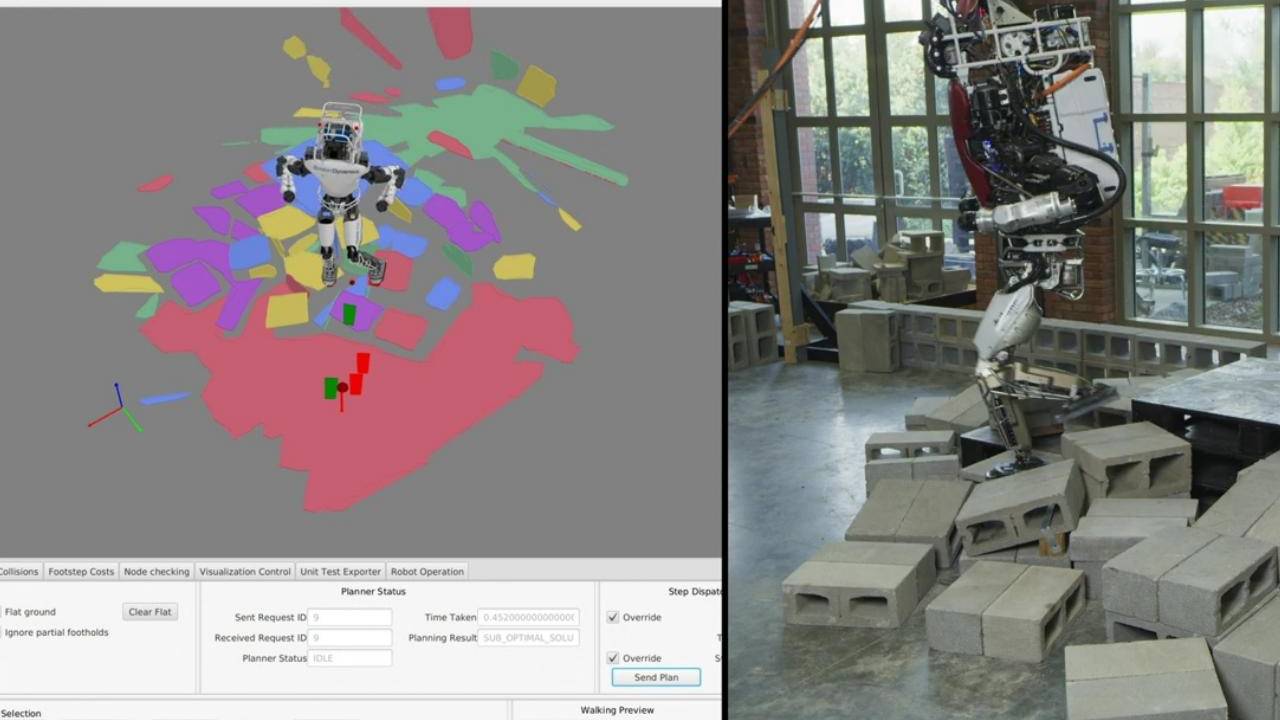 Atlas and Valkyrie robots navigate rough terrain thanks to IHMC software