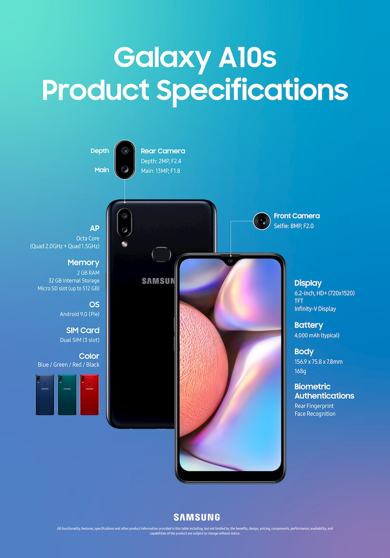 samsung a10 phone details
