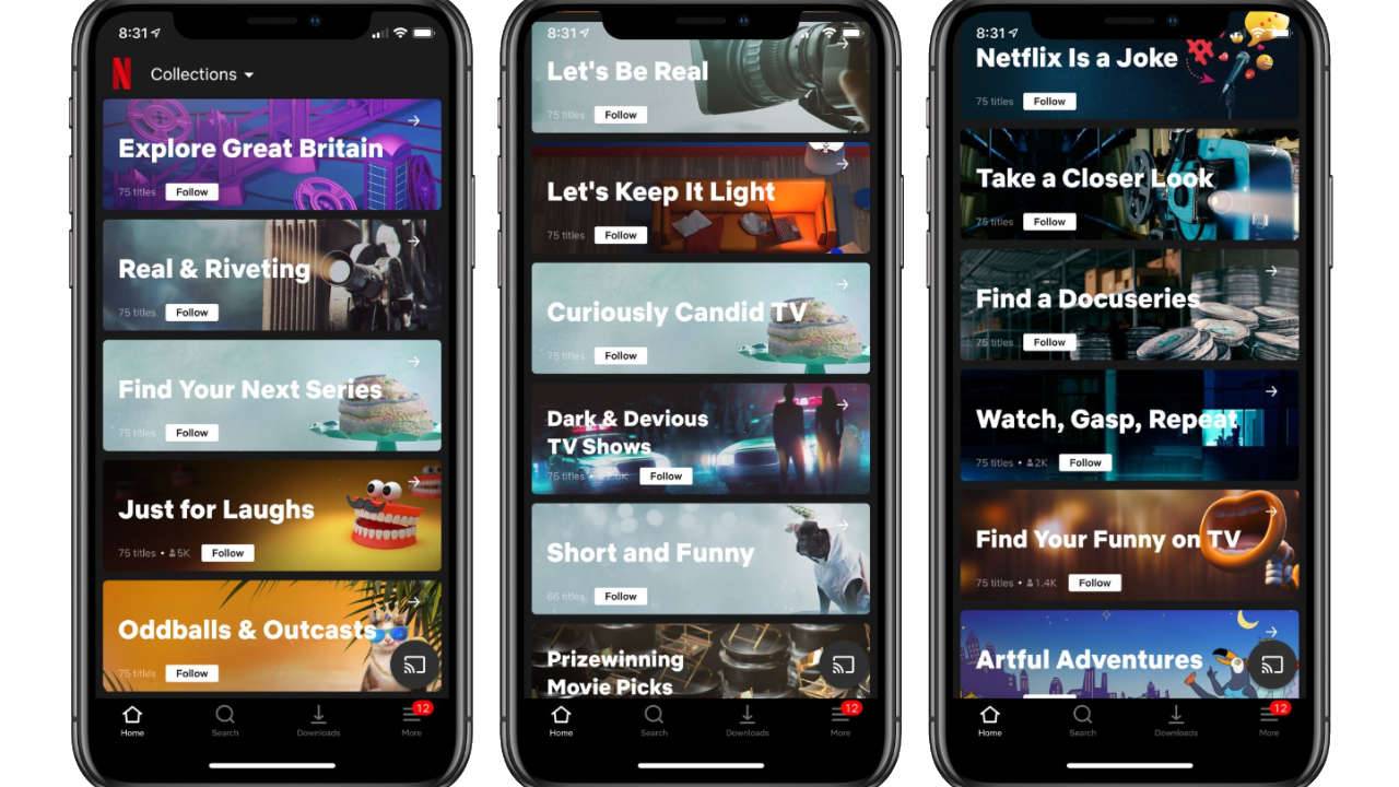 Netflix Collections test on iOS presents human-curated content