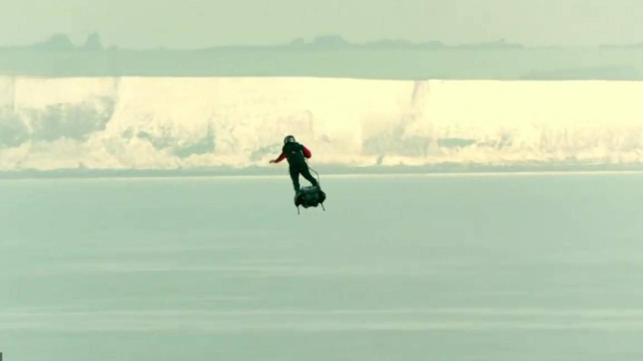 Inventor Franky Zapata rides jet-powered flyboard across the English Channel