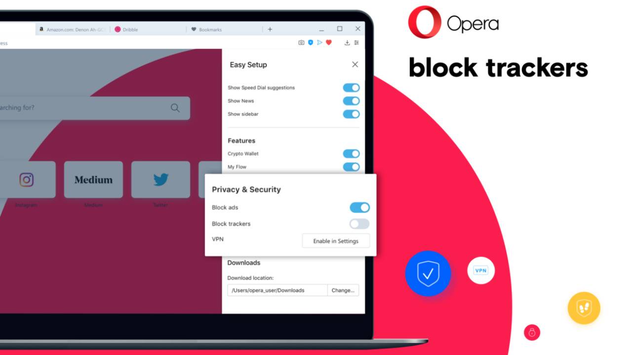 Opera desktop web browser adds tracker blocker to privacy features