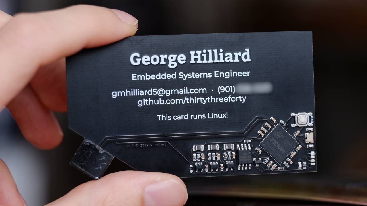 This business card is actually a Linux computer