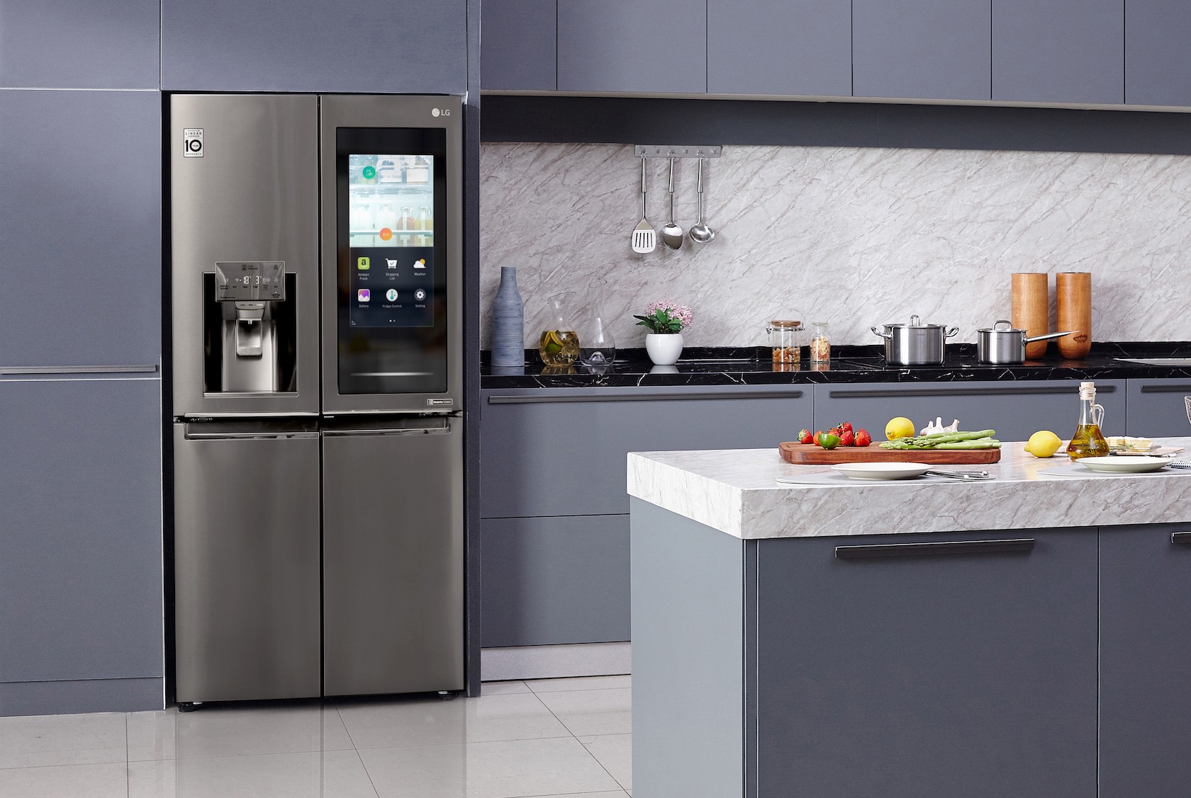 LG's prototype fridge sports a massive, semi-transparent tablet ...