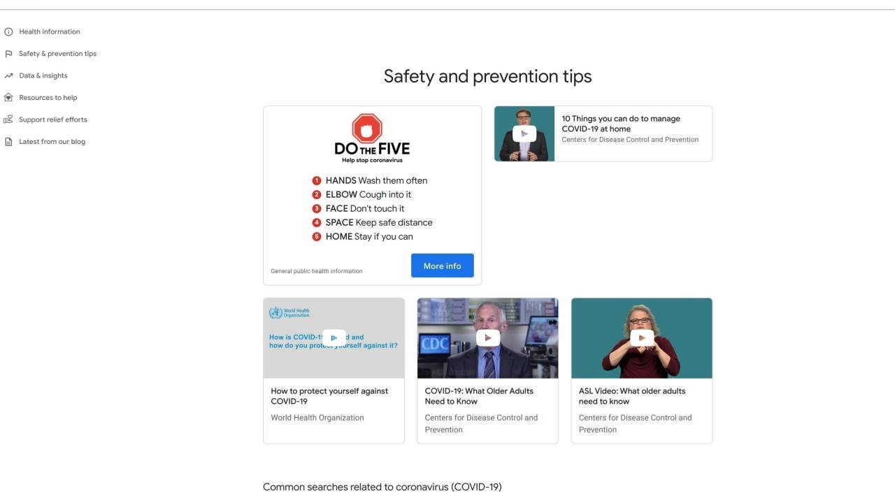 Google COVID-19 site launches along with improved Search results