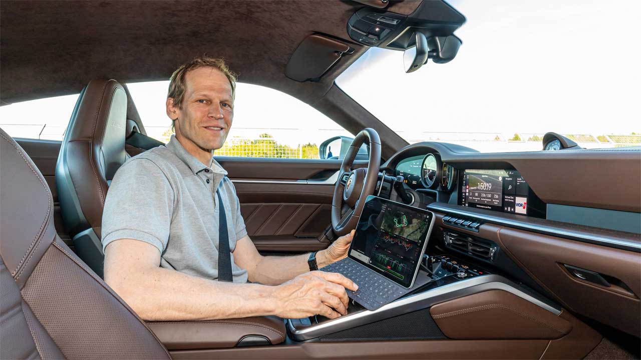 Porsche Track Precision App can be displayed on the car’s infotainment screen