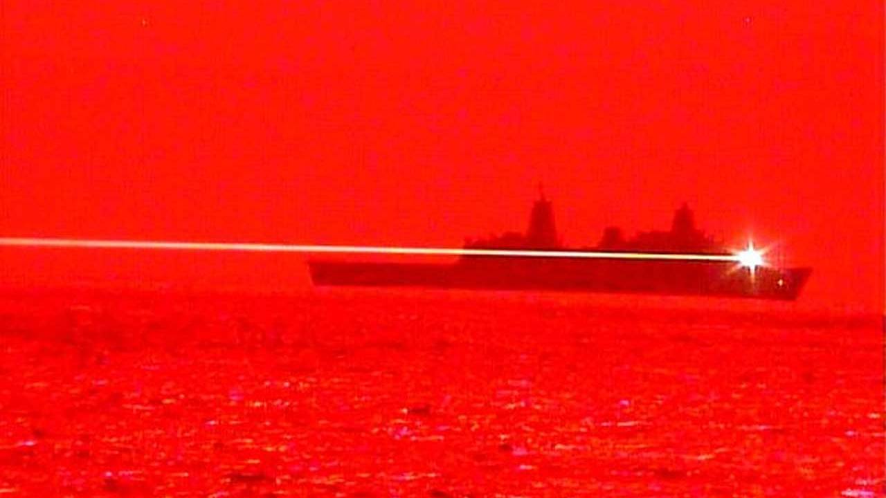 Navy vessel USS Portland destroys a drone with a laser