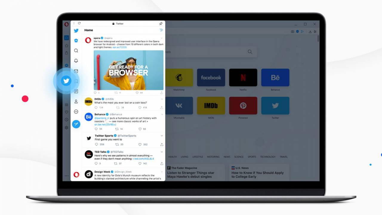 Opera browser adds Twitter sidebar feature in version 69