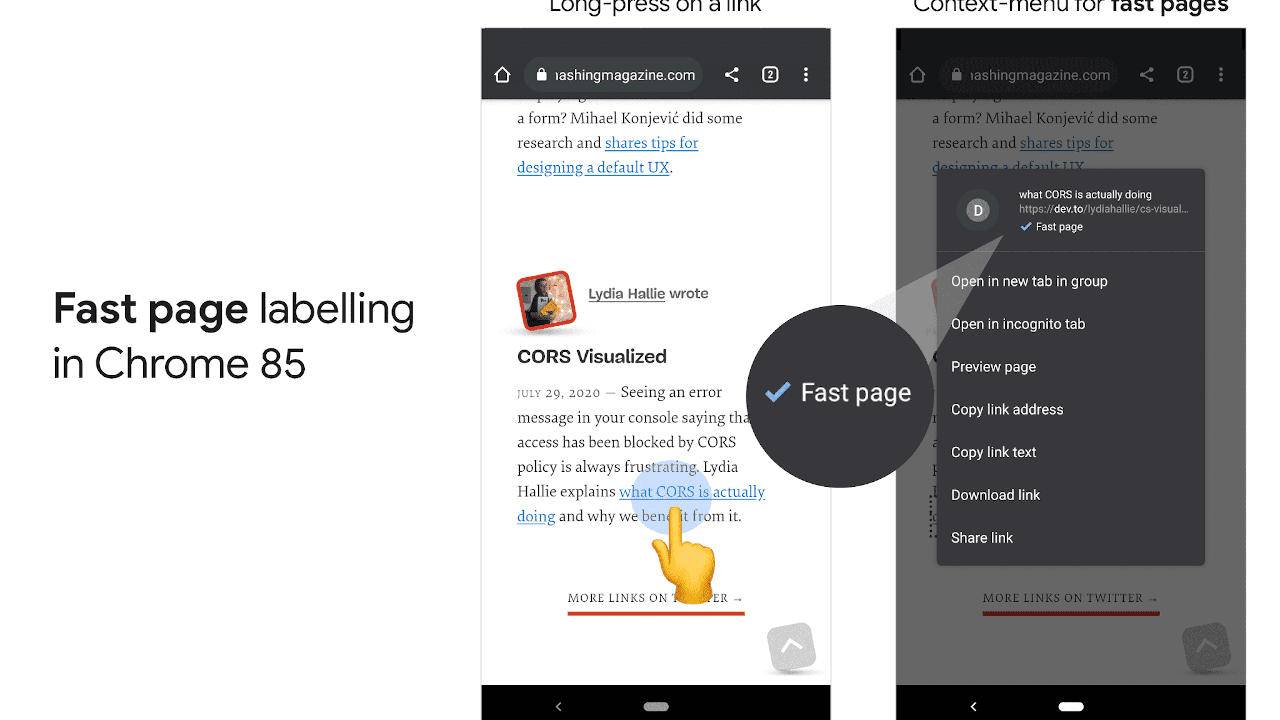 Chrome to label Fast pages, disable Autofill on insecure forms