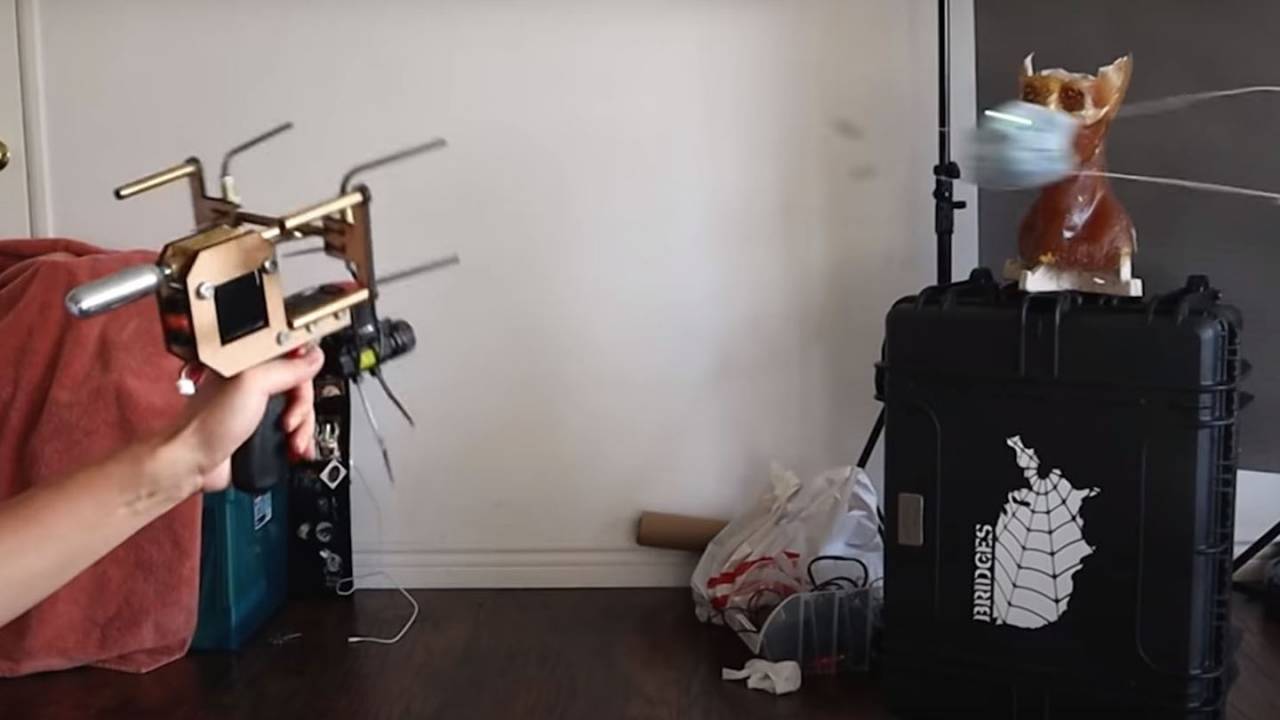 This homemade CO2 ‘gun’ shoots protective masks at people
