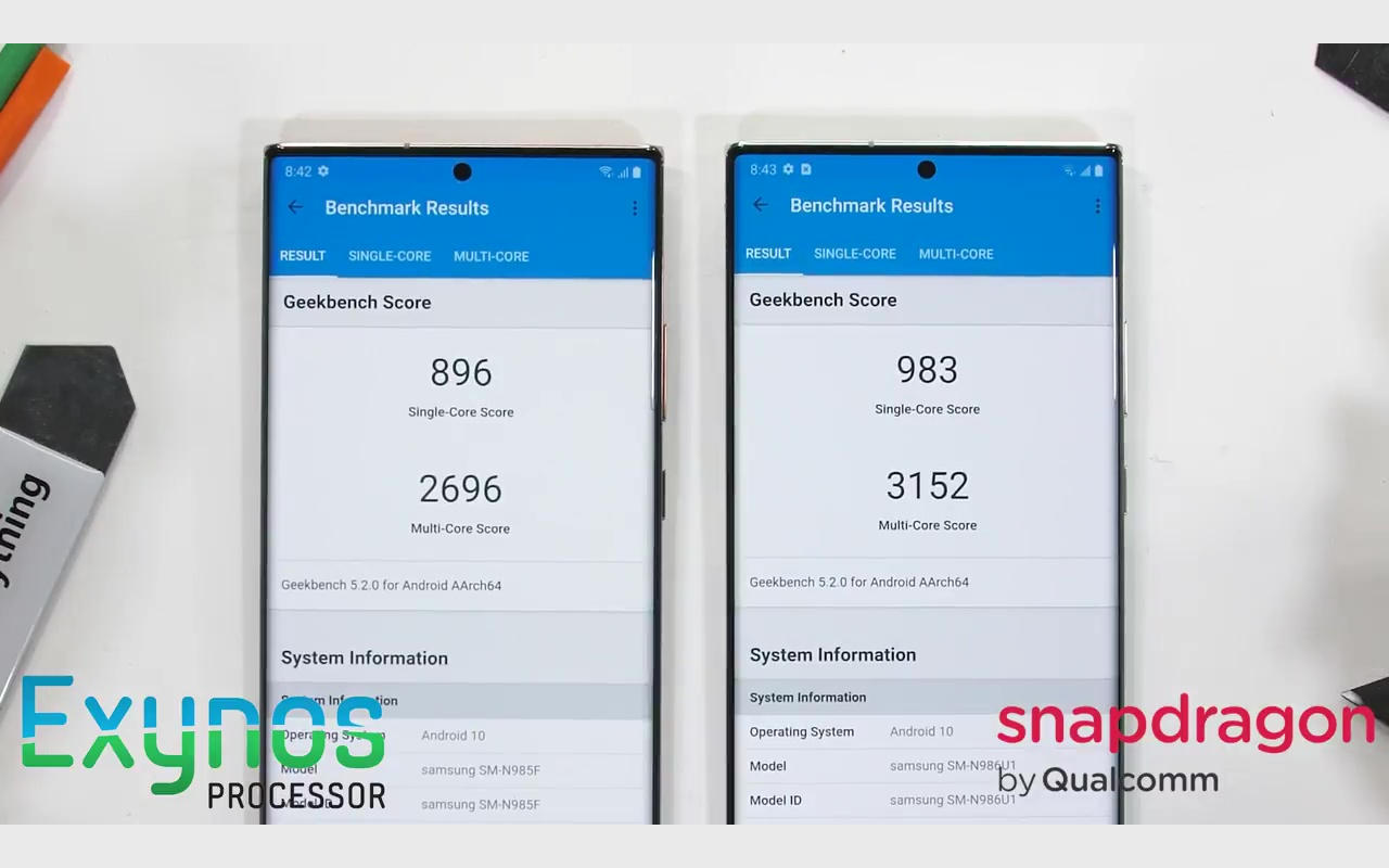 note 20 snapdragon vs exynos