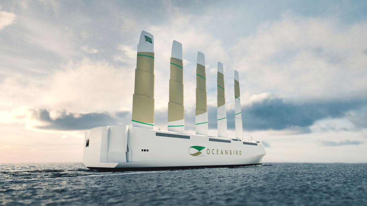 Oceanbird can carry 7000 cars and is powered by the wind