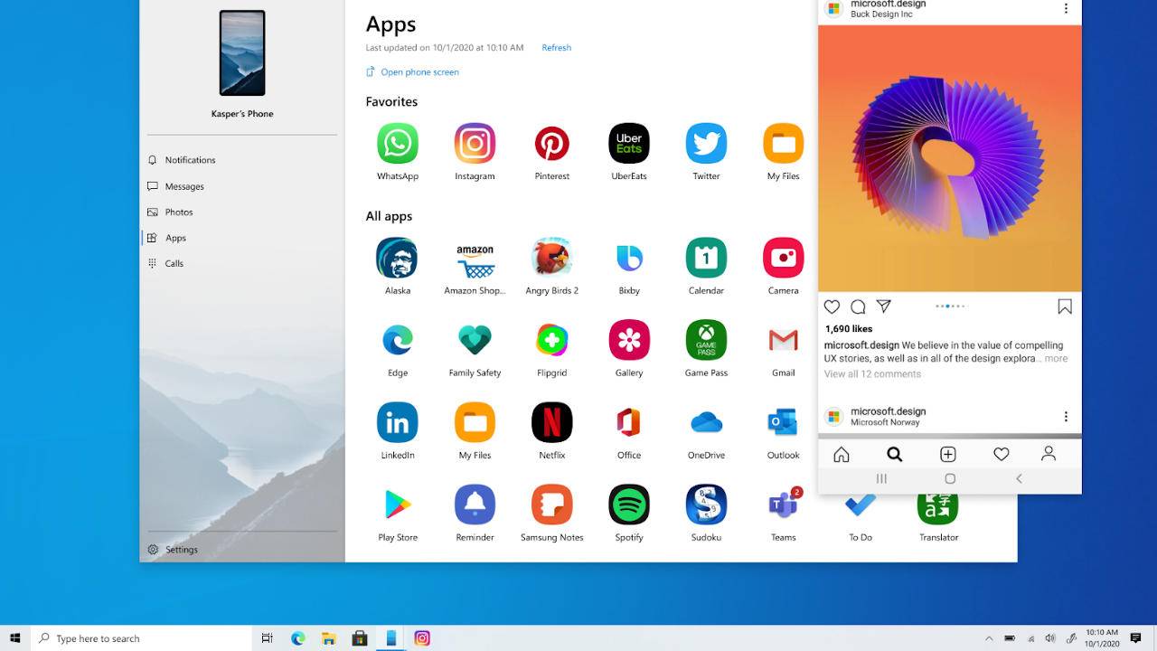 Windows 10 Your Phone Apps feature rolls out to Samsung phones